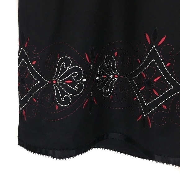 LOFT Skirt Full A Line Pleated Embroidered Southwestern Western Plus Size 14 - Picture 3 of 12